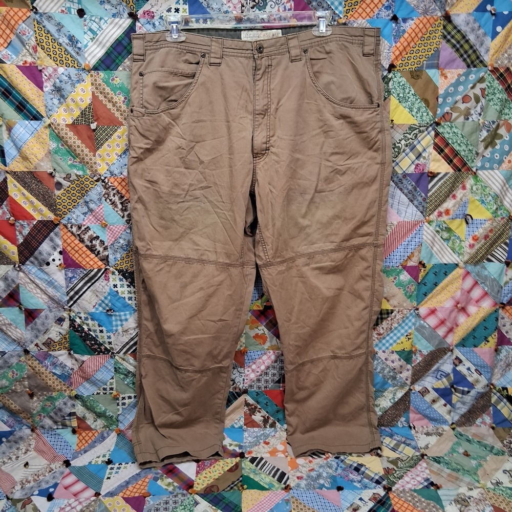 Cabelas Mens Double Knee Casuals Utility Pants Size 44x32 Tan Brown